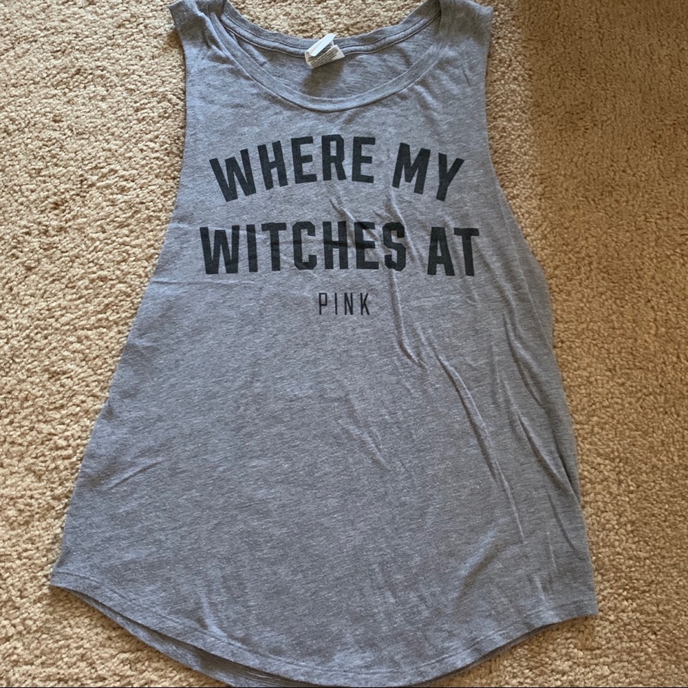 VS PINK “Where my witches at” Halloween tank sz XS